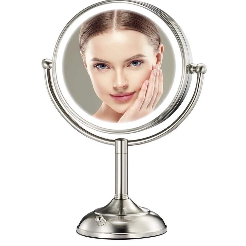 LED Cosmetic Mirror Lighted Makeup Plug In Double Sided Round Magnifying Vanity